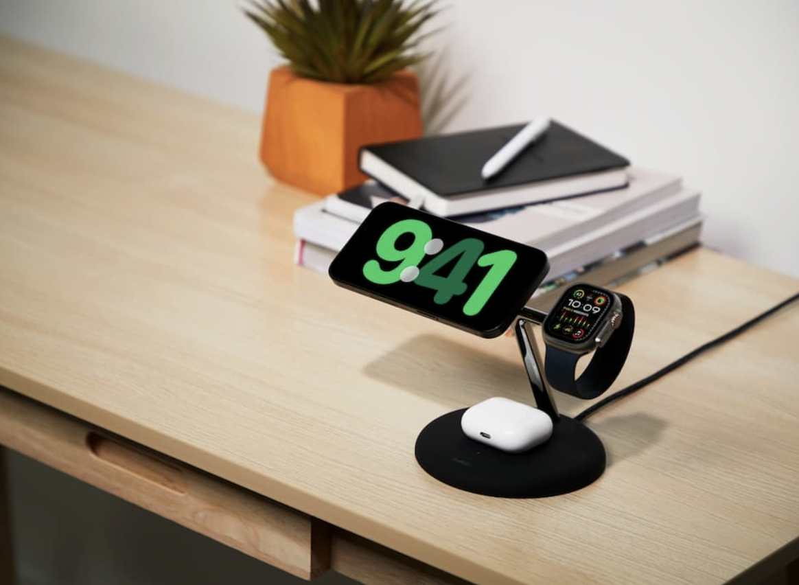 Belkin-3-in-1 Stand 15W Qi2 Wirless Charge, Fast Charging for ioPhone, AirPods, Apple Watch — photo 4 sur 6